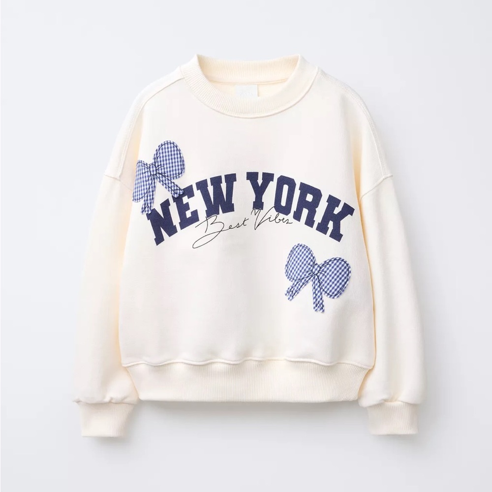 ZARA GINGHAM CHECK PATCHES SWEATSHIRT
